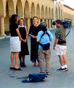 Cosmo team being interviewed by Blanche Shaheen at Stanford