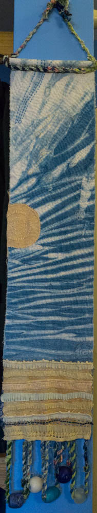 Earth water air fire banner, hand-stitched