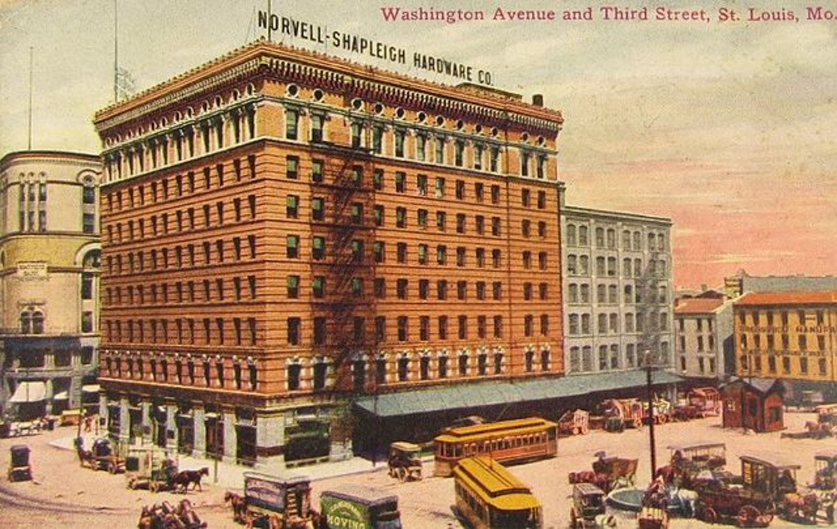 Postcard of Norevell-Shapleigh Hardware building, 18 Jul 1911.