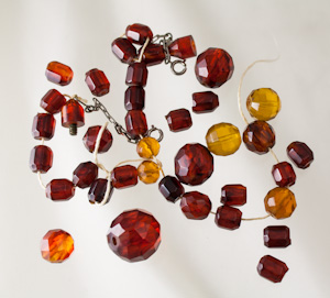 vintage faceted amber beads