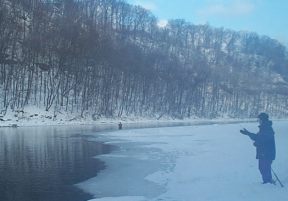 winter fishing, Genesee River, Rochester NY