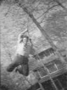 Bob Barrett on the bag swing in front of the All Inn club