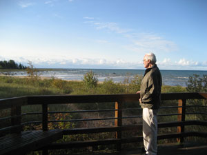 Jim at shore of Lake Michigan